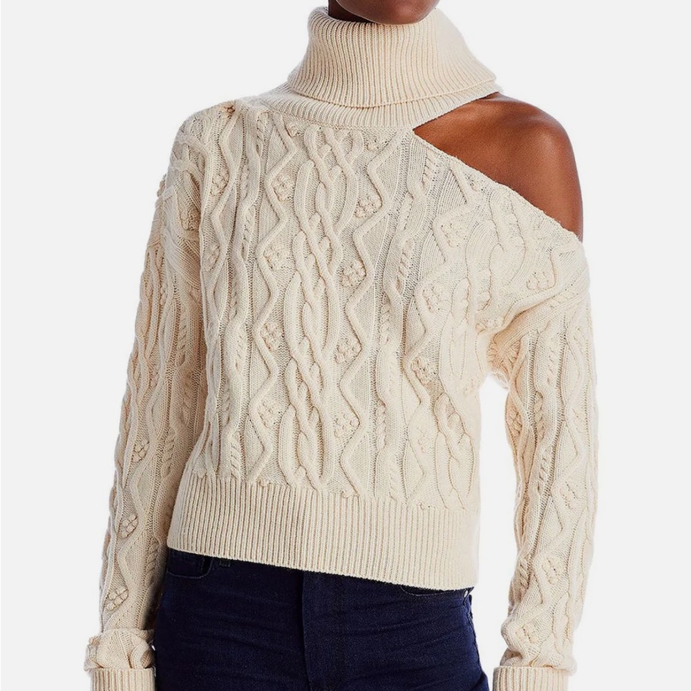 Paige Raundi cable knit cropped sweater. Ivory size: M - Picture 2 of 7